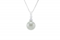 0.03ct Diamond with Pearl Necklace in 18K Gold