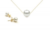 Pearl Earring & Necklace Jewelry Set in 18K Gold